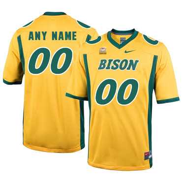 Mens North Dakota State Bison Gold Customized College Football Jersey->customized ncaa jersey->Custom Jersey